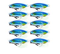 INEOUT 10 Pcs/set Metal Jig Spoon Lure Artificial Bait Shore Slow Jigging Bass Fishing Tackle 10g 15g 20g 30g 40g 50g(H 10 pcs bait,40G)