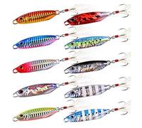INEOUT 10pcs/lot Metal Jig Lures 10g 15g 20g 30g 40g Sea Fishing Jigging Lure Spoon Spinnerbait Sinking Jigs Bait Bass Fish Tackle(B-1 Hook,20G)