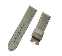 INEOUT 24mm Brown Gray Vintage Retro Italy Genuine Leather Watchband Compatible With Panerai Strap Watch Band Butterfly Buckle Belt(Light green,With buckle)