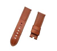 INEOUT 24mm Brown Gray Vintage Retro Italy Genuine Leather Watchband Compatible With Panerai Strap Watch Band Butterfly Buckle Belt(Light brown,Without buckle)