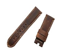 INEOUT 24mm Brown Gray Vintage Retro Italy Genuine Leather Watchband Compatible With Panerai Strap Watch Band Butterfly Buckle Belt(Retro brown,Without buckle)