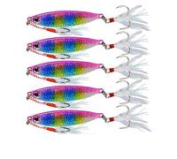 INEOUT 5 Pcs/lot 7g 10g 15g 20g 30g Cast Metal Baits Spinner Fishing Lures Jigs Trout Fishing Hard Tackle Fish Jigging Set Bait(Pink bait 5 pcs,15g)