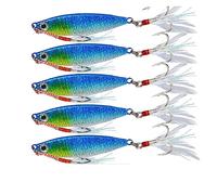 INEOUT 5 Pcs/lot 7g 10g 15g 20g 30g Cast Metal Baits Spinner Fishing Lures Jigs Trout Fishing Hard Tackle Fish Jigging Set Bait(Blue bait 5 pcs,10g)