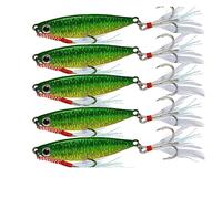 INEOUT 5 Pcs/lot 7g 10g 15g 20g 30g Cast Metal Baits Spinner Fishing Lures Jigs Trout Fishing Hard Tackle Fish Jigging Set Bait(Green bait 5 pcs,7g)
