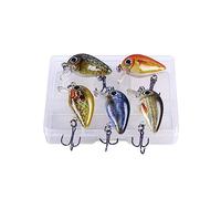INEOUT 5Pcs/Box Mini Fishing Lure 1.5G 27MM Crankbait 3D Eyes Carp Fishing Tackle Floating Wobblers Topwater Lure Fish Crank Hard Bait(Type A)