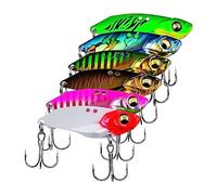 INEOUT 6 Pcs/lot 5g 7g 10g 15g Metal VIB Blade Lure 3D Eyes Spoon Spinner Balancer Fishing Lure Hard Bait Fishing Tackle With Hook(15G)