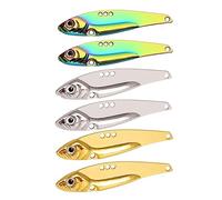 INEOUT 6pcs Metal Vib Blade Lures Fishing Lure Spinner Bait 3D Eyes Sinking Baits Artificial Pesca Crankbait For Bass Pike Fish Perch(A-No Hook-6PCS,12g-6pcs)