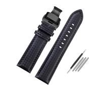 INEOUT Carbon Fiber Pattern Cowhide Watch Strap Men's Accessories 18mm 20mm 21mm 22mm 23mm 24mm Black Red Watchband Bracelet Wristband(Black BK,22mm)