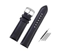 INEOUT Carbon Fiber Pattern Cowhide Watch Strap Men's Accessories 18mm 20mm 21mm 22mm 23mm 24mm Black Red Watchband Bracelet Wristband(Black line silver,20mm)