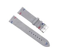 INEOUT Genuine Leather Suede Watch Strap Leather Retro Watchband 18mm 19mm 20mm 22mm Gray Blue Watch Accessories(Gray-red blue wire,24mm)