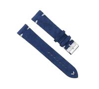 INEOUT Genuine Leather Suede Watch Strap Leather Retro Watchband 18mm 19mm 20mm 22mm Gray Blue Watch Accessories(Royalblue-white wire,18mm)