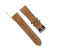 INEOUT Genuine Leather Suede Watch Strap Leather Retro Watchband 18mm 19mm 20mm 22mm Gray Blue Watch Accessories(Tan with line,24mm)