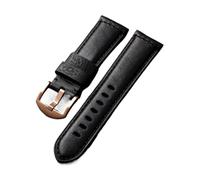 INEOUT Handmade First Layer Cowhide Leather Strap, 20 22 24 26MM, Black Vintage Strap, Genuine Leather Men's Turn, Compatible With PAM111 44(B Rose gold clasp,22mm)