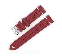 INEOUT Retro Genuine Leather Watchband 18mm 20mm 22mm 24mm Calfskin Watch Straps Porous Breathable Handmade(Red-white wire,20mm)