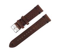 INEOUT Retro Genuine Leather Watchband 18mm 20mm 22mm 24mm Calfskin Watch Straps Porous Breathable Handmade(Brown black wire,24mm)