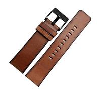 INEOUT Retro Genuine Leather Watchband Compatible With Diesel DZ4343 DZ4323 DZ7406 Watch Strap Vintage Italian Leather 22mm 24mm 26mm Men Bracelet (Color : Brown black clasp, Size : 26mm)