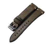 INEOUT Vintage Brushed Leather Watchband 18 19 20 21 22MM Ultra-Thin Soft Leather, Black, Brown, Green Grey Compatible With Antique Bracelet(Grey,19mm)