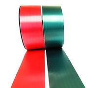 INERRA Ribbon Multipack - 2 x 100 Yard Rolls (Red & Hunter Green) Wedding Flowers Gift Decoration & Christmas