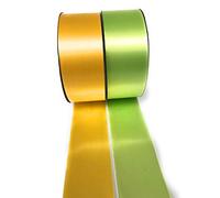 INERRA Ribbon Multipack - 2 x 100 Yard Rolls (Yellow & Lime Green) Wedding Flowers Gift Decoration & Christmas