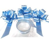 INERRA Wedding Car Decoration Kit - 3 x Large Pre-Assembled 7” Bows with 14-Loops and 7 Metres of Ribbon - With Colour Match (Baby Blue)