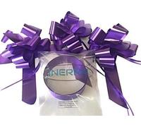 INERRA Wedding Car Decoration Kit - 3 x Large Pre-Assembled 7” Bows with 14-Loops and 7 Metres of Ribbon - With Colour Match (Purple)