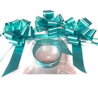 INERRA Wedding Car Decoration Kit - 3 x Large Pre-Assembled 7” Bows with 14-Loops and 7 Metres of Ribbon - With Colour Match (Turquoise)