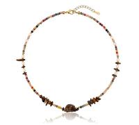 INERRWIX Chunky Blue Necklace Statement Collar Choker for Women Summer Beach Vacation Resort Wear Boho Flat Coin Beaded Jewelry, M, Stone, No Gemstone
