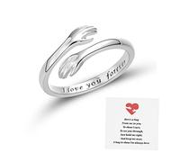 INERRWIX Hug Rings To My Granddaughter Ring Hugging Hands Ring Adjustable 14K Gold Plated Daughter Rings from Mom Jewelry Gift for Women, Copper, No Gemstone