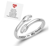 INERRWIX Hug Rings To My Granddaughter Ring Hugging Hands Ring Adjustable 14K Gold Plated Daughter Rings from Mom Jewelry Gift for Women, Copper, No Gemstone