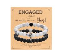 INERRWIX Matching Couple Ring Bracelets Gifts for Boyfriend Husband Fiance Wife Valentine's Day Anniversary Birthday Engagement Gift, adjustable, Stone, no gemstone