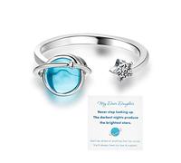 INERRWIX To My Daughter Meditation Ring for Women Girls Adjustable Rotating Beads Swiveling Ring Gift for Daughter in Law, Copper, Cubic Zirconia