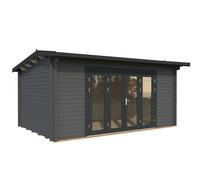 Ines L (4.8x3m | 13.7m2 | 44mm) Roomy Garden Office with Bi-Fold Doors