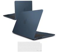 iNeseon Case Compatible with 2025 2024 2022 MacBook Air 13.6 inch M4 A3240 / M3 A3113 / M2 A2681, Plastic Slim Hard Shell Case Cover + Keyboard Cover for MacBook Air 13.6, Matte Midnight