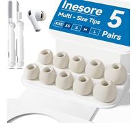 Inesore 5 Pairs Replacement Ear Tips for AirPods Pro 3 (2025) with Portable Storage Box & Cleaner Pen,Built-in dust Guard Screen Silicone Ear Tips 5 Sizes (XXS/XS/S/M/L)-Stone