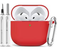 Inesore Compatible with AirPods 4 Case with Cleaning Kit, Silicone Protective Case Cover for Apple AirPod 4 (2024/ANC), Unisex Design - Noble Red