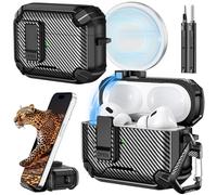 Inesore Compatible with AirPods Pro 2nd/1st Generation Case Cover with Phone Stand & Cleaning Kit,Compatible with Magsafe,Magnetic Automatic Lock for for iPod Pro Charging Case (Black)