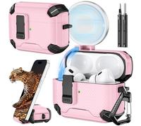 Inesore Compatible with AirPods Pro 2nd/1st Generation Case Cover with Phone Stand & Cleaning Kit,Compatible with Magsafe,Magnetic Automatic Lock for for iPod Pro Charging Case (Pink)