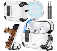 Inesore Compatible with AirPods Pro 2nd/1st Generation Case Cover with Phone Stand & Cleaning Kit,Compatible with Magsafe,Magnetic Automatic Lock for for iPod Pro Charging Case (White)