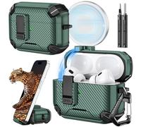 Inesore Compatible with AirPods Pro 2nd/1st Generation Case Cover with Phone Stand & Cleaning Kit,Compatible with Magsafe,Magnetic Automatic Lock for for iPod Pro Charging Case (Green)