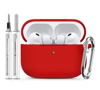 Inesore Compatible with AirPods Pro 3 Case with Cleaning Kit, Silicone Protective Case Cover for Apple Air Pods Pro 3rd (2025), Unisex Design - Noble Red