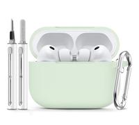 Inesore Compatible with AirPods Pro 3 Case with Cleaning Kit, Silicone Protective Case Cover for Apple Air Pods Pro 3rd (2025), Unisex Design - Light Green
