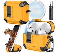 Inesore for AirPods 4 Case, Carbon Fiber Texture-Yellow
