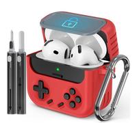 Inesore for Airpods 4 Case with Lock,Compatible with Airpods 4 with Active Noise Cancellation Cases,Classic Cool Funny Game Console Air pods4 Case Cover for Men Boy with Cleaner Kit(Red)