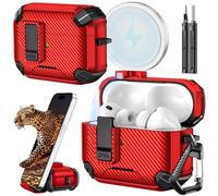 Inesore for AirPods Pro 3 Case, Carbon Fiber Texture-Red