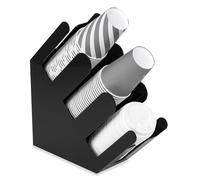 IneVibe Cup and Lid Holder Stand - 3 Compartment Disposable Cup Dispenser for Countertop Storage - Slanted Paper Coffee Cup Organizer for Breakroom, Kitchen, Hotel, Bar