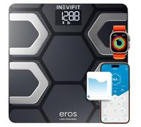 INEVIFIT EROS Bluetooth Body Fat Scale Smart BMI Highly Accurate Digital Bathroom Body Composition Analyzer with Wireless Smartphone APP 180 Kgs 30 x 30 cm (Black)