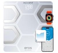 INEVIFIT EROS Bluetooth Body Fat Scale Smart BMI Highly Accurate Digital Bathroom Body Composition Analyzer with Wireless Smartphone APP 400 lbs 11.8 x 11.8 inch (White)