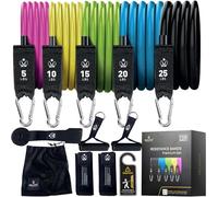 INEVIFIT Resistance Band Set, 150 LBS Stackable Workout Bands for Strength Training, Yoga, Pilates, and Full Body Workout, Includes Door Anchor, Handles, Ankle Straps, Carrying Bag, and Exercise Guide