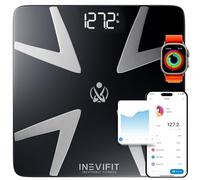 INEVIFIT Smart Body Fat Scale, Highly Accurate Bluetooth Digital Bathroom Body Composition Analyzer Black Large Platform 11"X11"