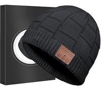 Inevitable Bluetooth Beanie Winter Hat with Built-in Headphones, Black, Knitted Pattern